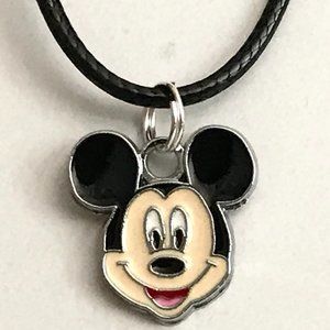 Mickey Mouse Necklace Disney 17-19" Pendant Black Cord